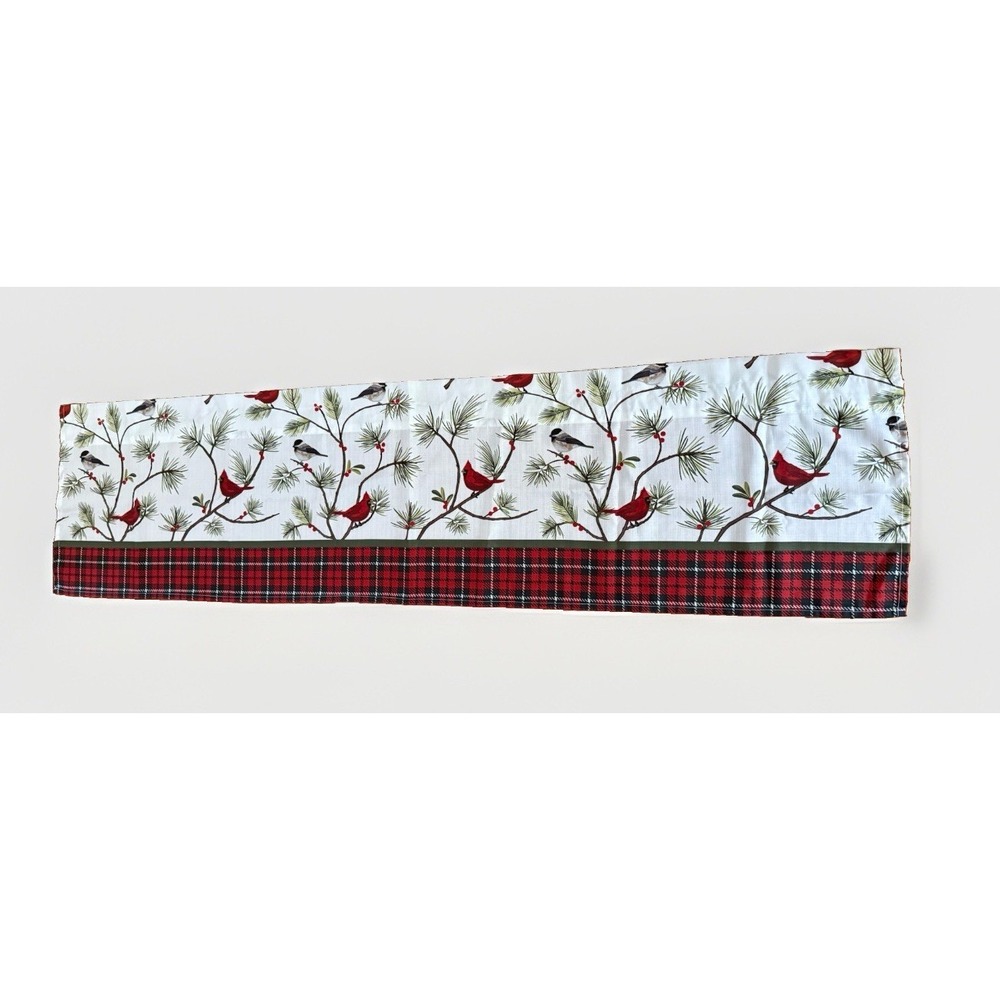 Cardinal And Chickadee Window Valance Set Of 2 14"x57" Winter Theme